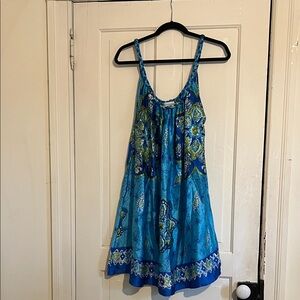 Blue Floral Sleeveless Dress
